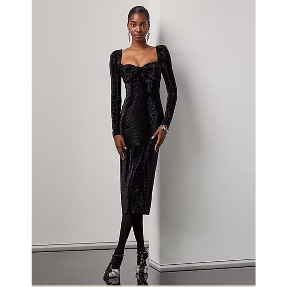 Ralph Lauren Collection Embellished Cocktail Dress 6 S Velvet Crystals Midi $6K - Picture 2 of 9